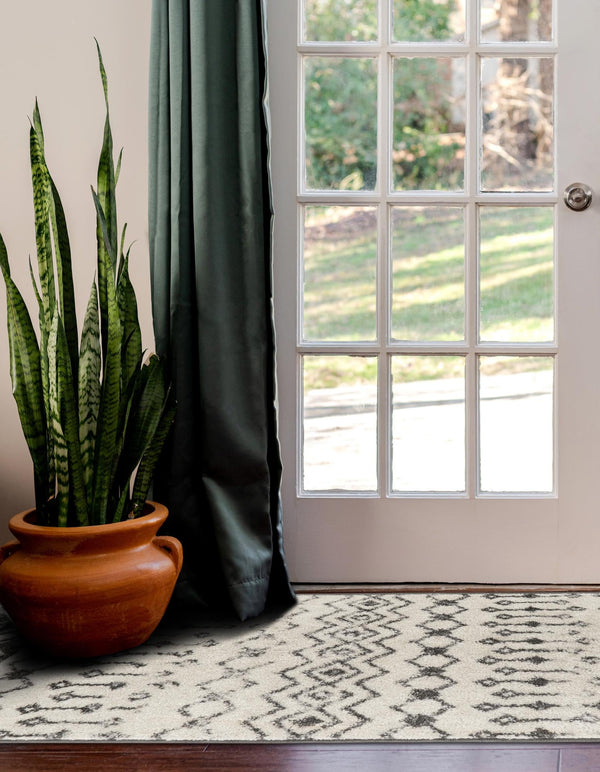 Mediterranean Lattice Collection Area Rug -  Casablanca (Ivory and Gray) Runner Ivory and Gray  lifestyle 46