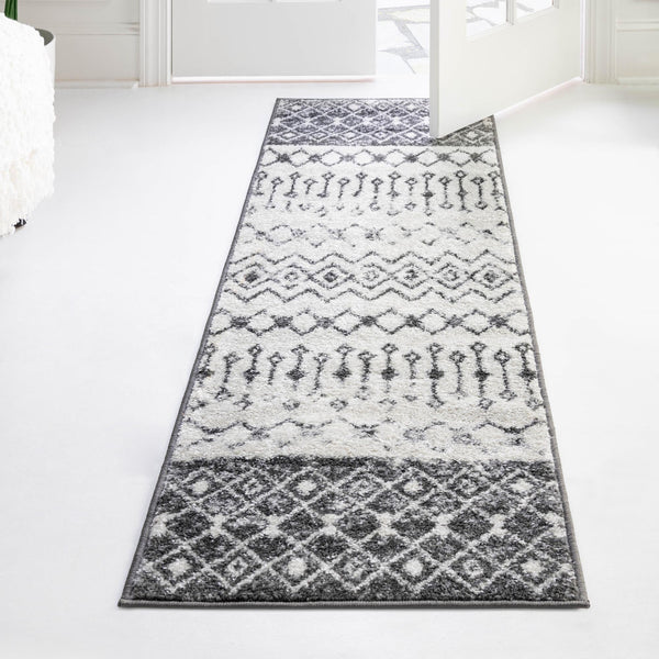 Mediterranean Lattice Collection Area Rug -  Casablanca (Ivory and Gray) Runner Ivory and Gray  lifestyle 14