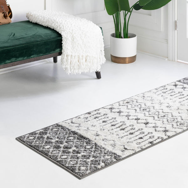 Mediterranean Lattice Collection Area Rug -  Casablanca (Ivory and Gray) Runner Ivory and Gray  lifestyle 15
