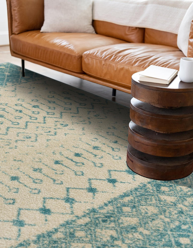 Mediterranean Lattice Collection Area Rug -  Casablanca (Ivory Blue) Rectangle Ivory Blue  lifestyle 12