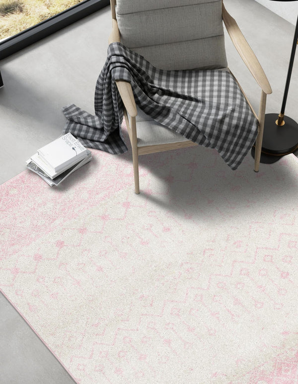 Mediterranean Lattice Collection Area Rug -  Casablanca (Ivory and Pink) Rectangle Ivory and Pink  lifestyle 6