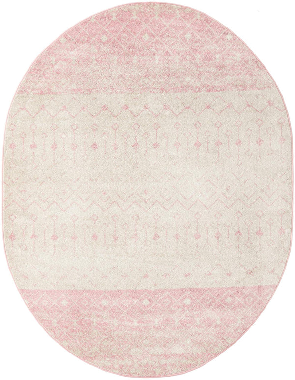 Mediterranean Lattice Collection Area Rug -  Casablanca (Ivory and Pink) Oval Ivory and Pink Main