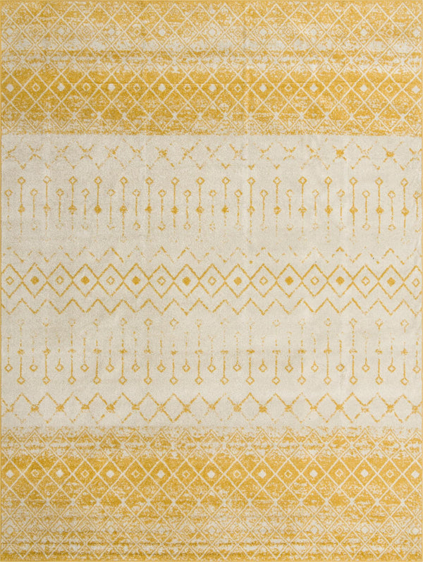 Mediterranean Lattice Collection Area Rug -  Casablanca (Ivory and Yellow) Rectangle Ivory and Yellow Main