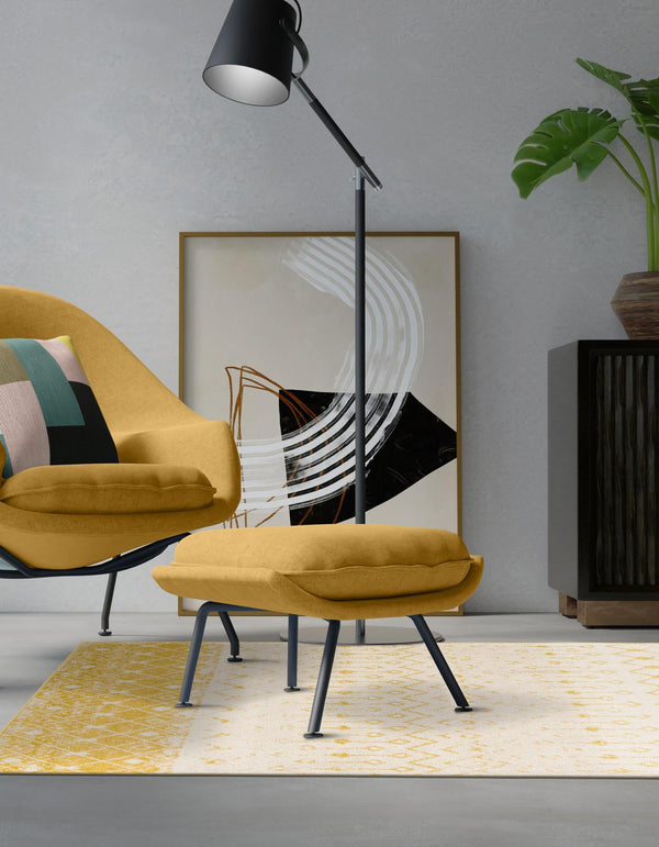Mediterranean Lattice Collection Area Rug -  Casablanca (Ivory and Yellow) Rectangle Ivory and Yellow  lifestyle 7