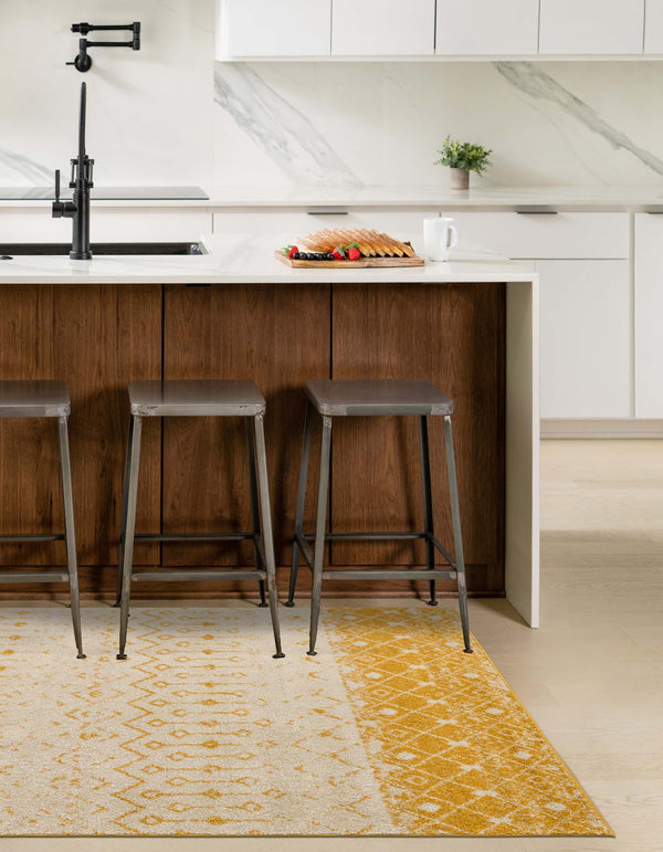 Mediterranean Lattice Collection Area Rug -  Casablanca (Ivory and Yellow) Rectangle Ivory and Yellow  lifestyle 9