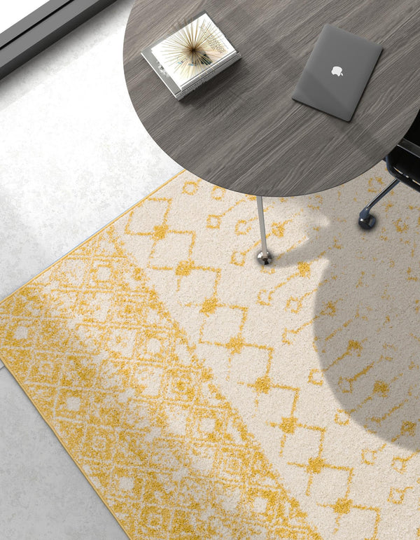 Mediterranean Lattice Collection Area Rug -  Casablanca (Ivory and Yellow) Rectangle Ivory and Yellow  lifestyle 13