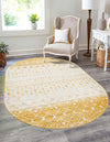 Mediterranean Lattice Collection Area Rug -  Casablanca (Ivory and Yellow) Oval Ivory and Yellow  lifestyle 0