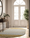 Mediterranean Lattice Collection Area Rug -  Casablanca (Ivory and Yellow) Oval Ivory and Yellow  lifestyle 4
