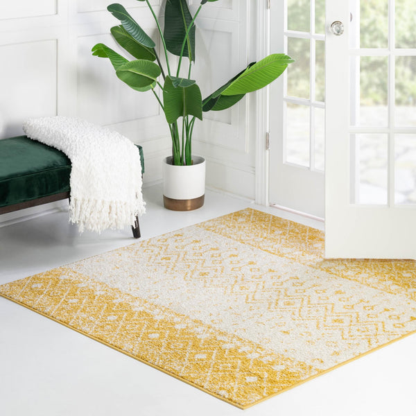 Mediterranean Lattice Collection Area Rug -  Casablanca (Ivory and Yellow) Square Ivory and Yellow  lifestyle 18