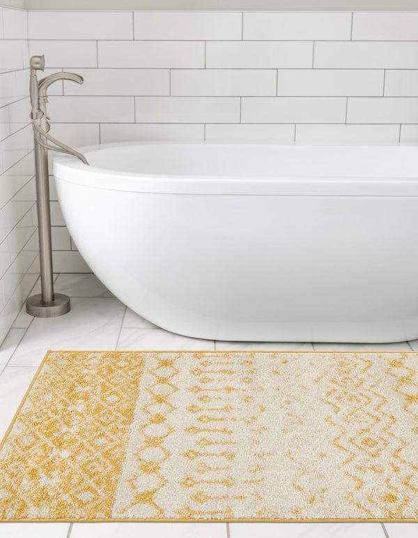 Mediterranean Lattice Collection Area Rug -  Casablanca (Ivory and Yellow) Runner Ivory and Yellow  lifestyle 29