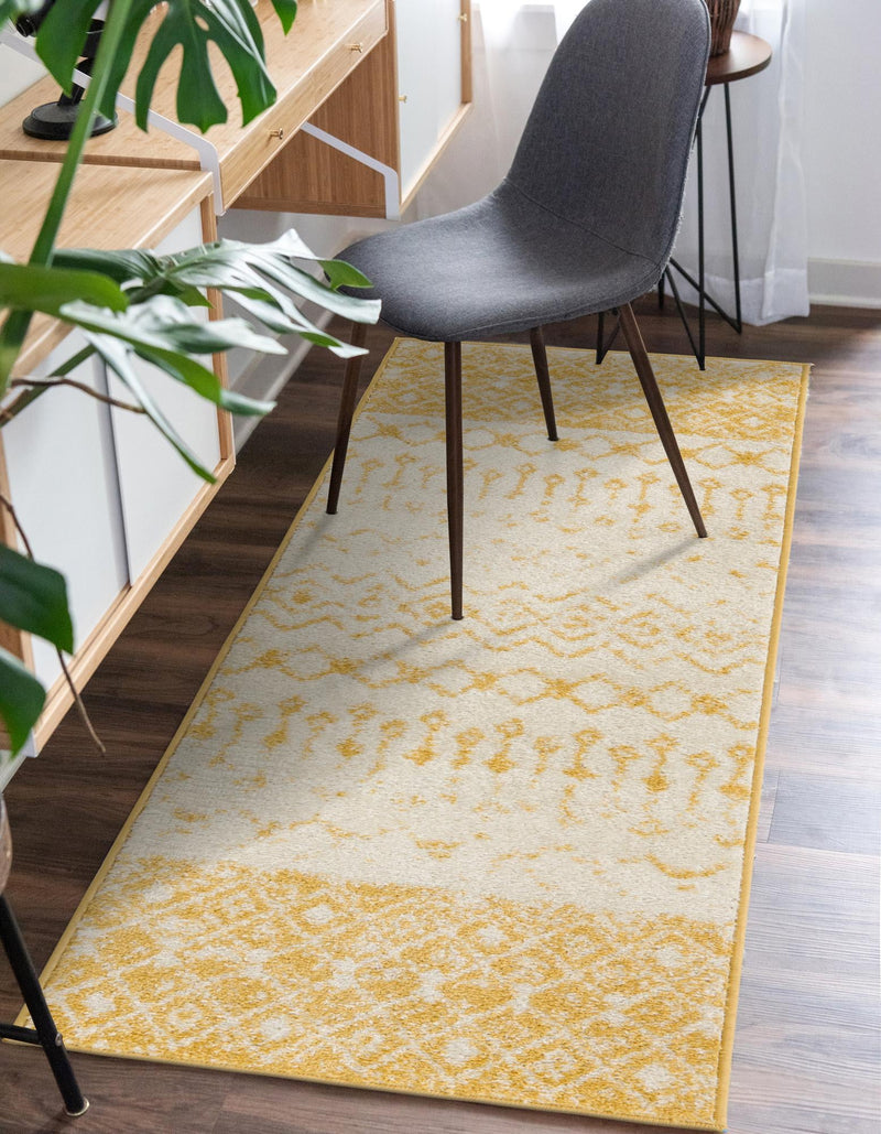 Mediterranean Lattice Collection Area Rug -  Casablanca (Ivory and Yellow) Runner Ivory and Yellow  lifestyle 47