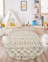 Berber Lattice Shag Collection Area Rug - Atlas (Ivory) Oval Ivory  lifestyle 37