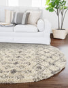 Berber Lattice Shag Collection Area Rug - Atlas (Ivory) Oval Ivory  lifestyle 40