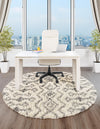 Berber Lattice Shag Collection Area Rug - Atlas (Ivory) Round Ivory  lifestyle 23