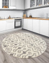 Berber Lattice Shag Collection Area Rug - Atlas (Ivory) Round Ivory  lifestyle 26