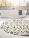 Berber Lattice Shag Collection Area Rug - Atlas (Ivory) Round Ivory  lifestyle 29