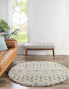 Berber Lattice Shag Collection Area Rug - Atlas (Ivory) Round Ivory  lifestyle 32