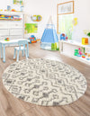 Berber Lattice Shag Collection Area Rug - Atlas (Ivory) Round Ivory  lifestyle 35