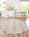 Berber Lattice Shag Collection Area Rug - Atlas (Ivory) Round Ivory  lifestyle 41
