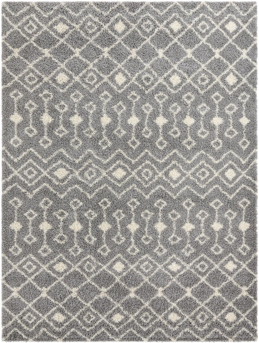 Berber Lattice Shag Collection Area Rug - Atlas (Gray) Rectangle Gray Main