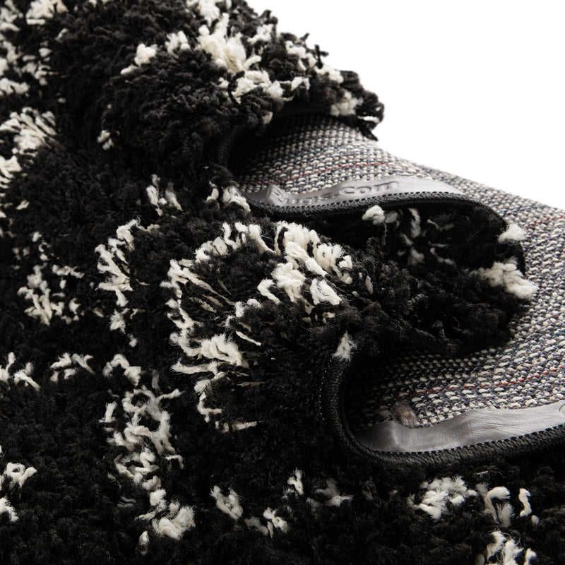 Berber Lattice Shag Collection Area Rug - Atlas (Black and White) Square Black and White  lifestyle 60