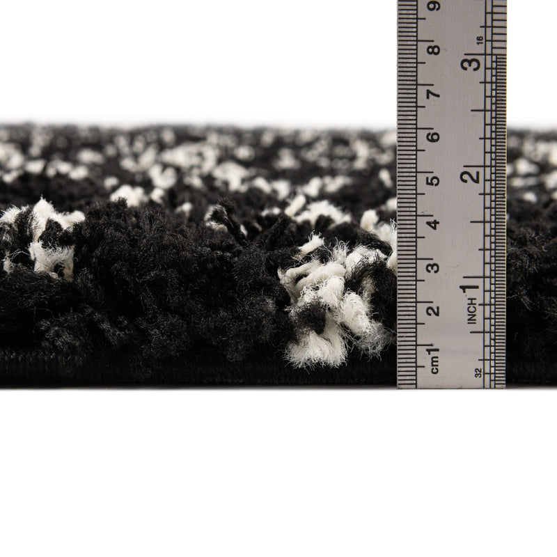 Berber Lattice Shag Collection Area Rug - Atlas (Black and White) Square Black and White  lifestyle 61