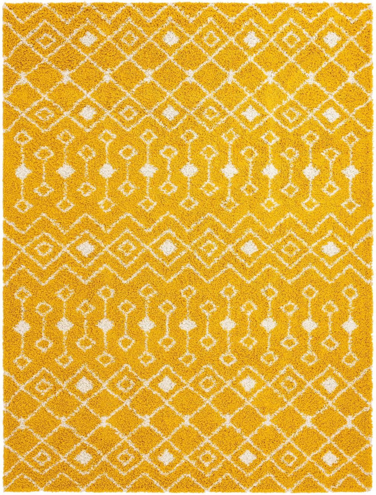 Berber Lattice Shag Collection Area Rug - Atlas (Yellow) Rectangle Yellow Main