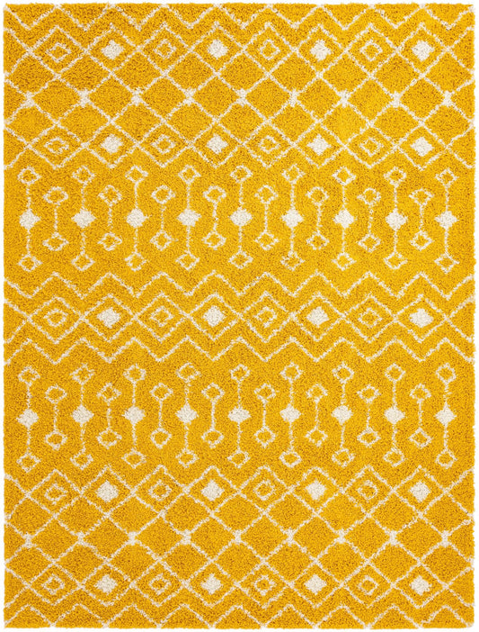 Berber Lattice Shag Collection Area Rug - Atlas (Yellow) Rectangle Yellow Main
