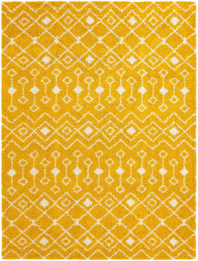Berber Lattice Shag Collection Area Rug - Atlas (Yellow) Rectangle Yellow Main