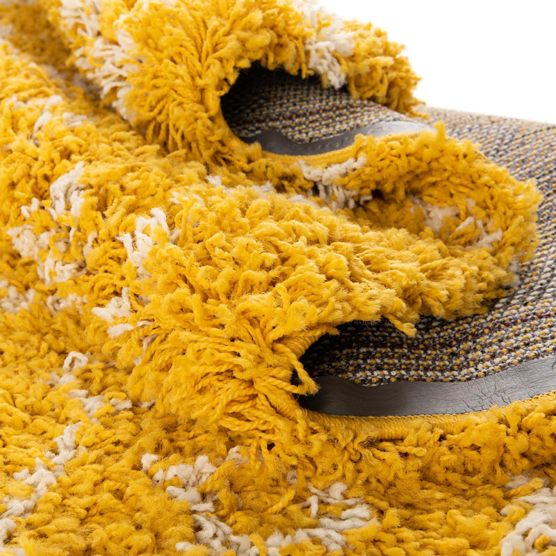 Berber Lattice Shag Collection Area Rug - Atlas (Yellow) Rectangle Yellow  lifestyle 16