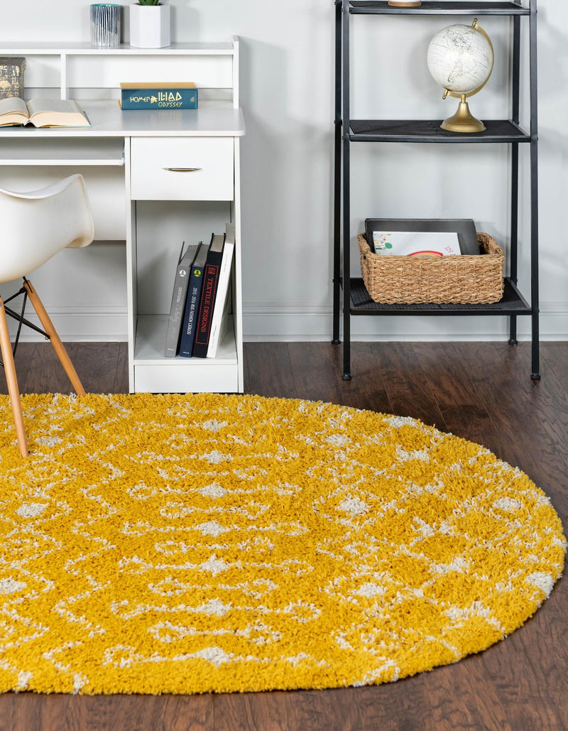 Berber Lattice Shag Collection Area Rug - Atlas (Yellow) Oval Yellow  lifestyle 0