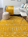 Berber Lattice Shag Collection Area Rug - Atlas (Yellow) Oval Yellow  lifestyle 2