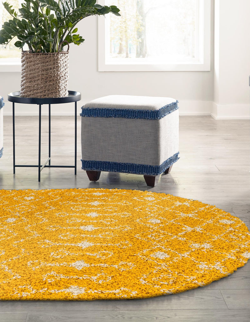 Berber Lattice Shag Collection Area Rug - Atlas (Yellow) Oval Yellow  lifestyle 25
