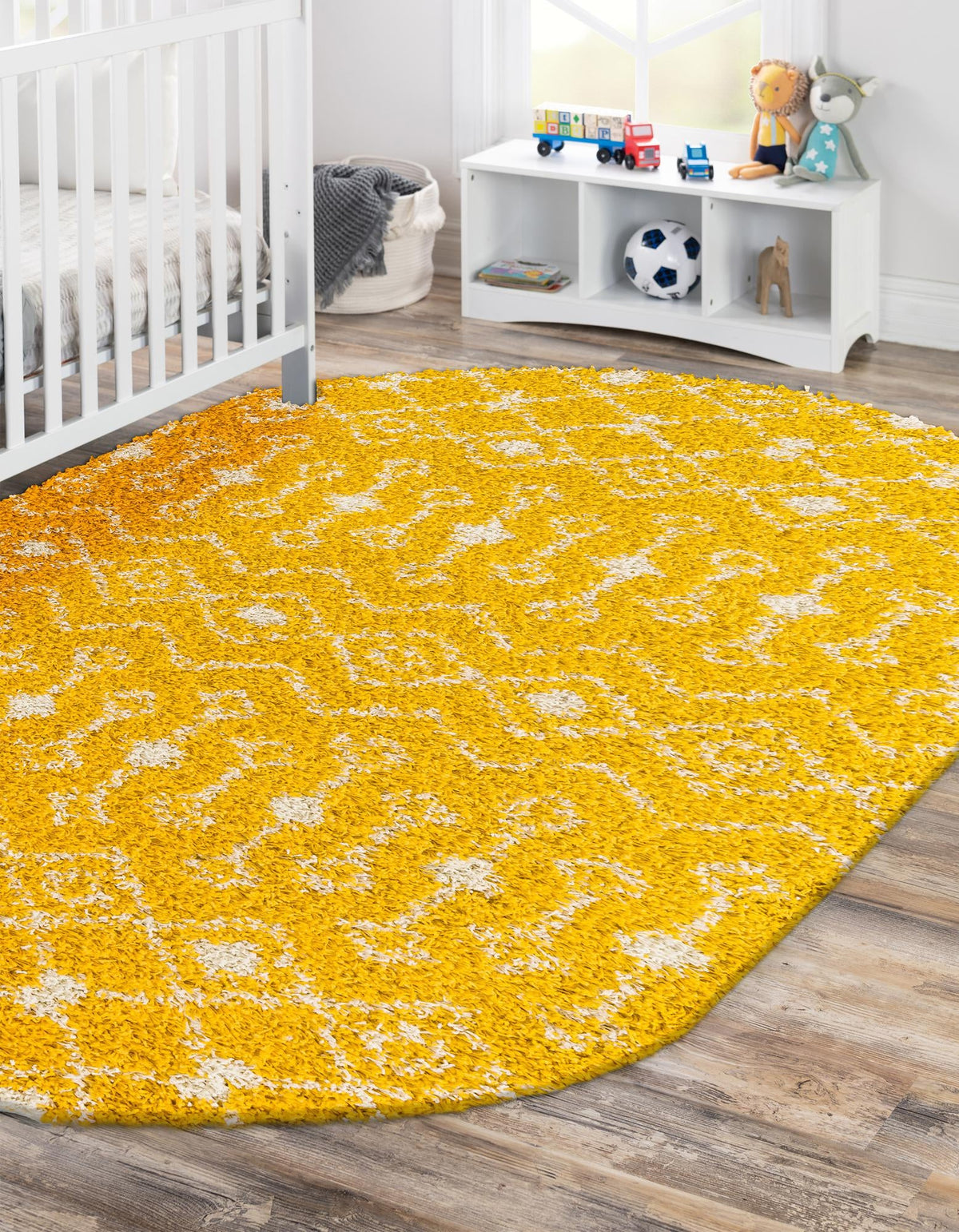 Berber Lattice Shag Collection Area Rug - Atlas (Yellow) Oval Yellow  lifestyle 26