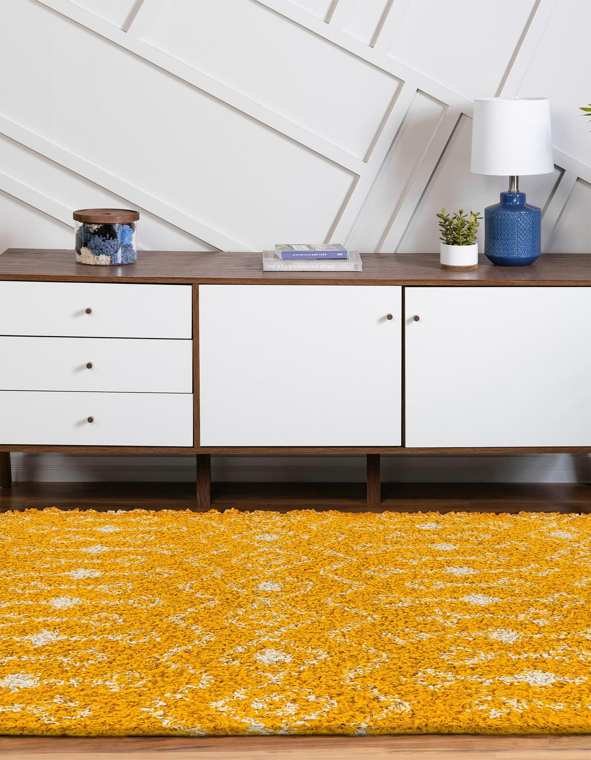 Berber Lattice Shag Collection Area Rug - Atlas (Yellow) Oval Yellow  lifestyle 29