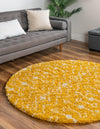 Berber Lattice Shag Collection Area Rug - Atlas (Yellow) Round Yellow  lifestyle 0