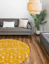 Berber Lattice Shag Collection Area Rug - Atlas (Yellow) Round Yellow  lifestyle 2