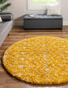 Berber Lattice Shag Collection Area Rug - Atlas (Yellow) Round Yellow  lifestyle 3
