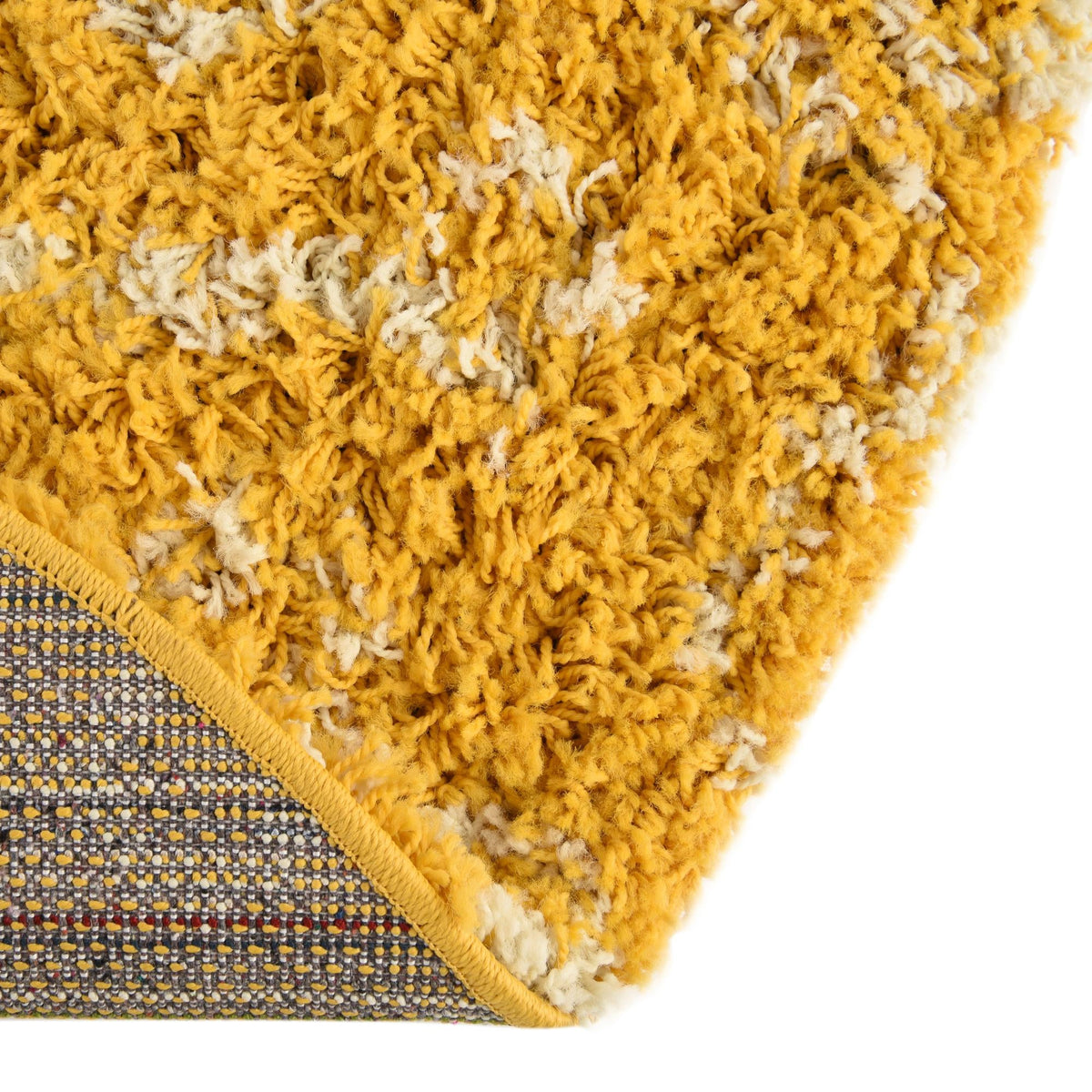 Berber Lattice Shag Collection Area Rug - Atlas (Yellow) Round Yellow  lifestyle 8