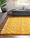 Berber Lattice Shag Collection Area Rug - Atlas (Yellow) Square Yellow  lifestyle 0