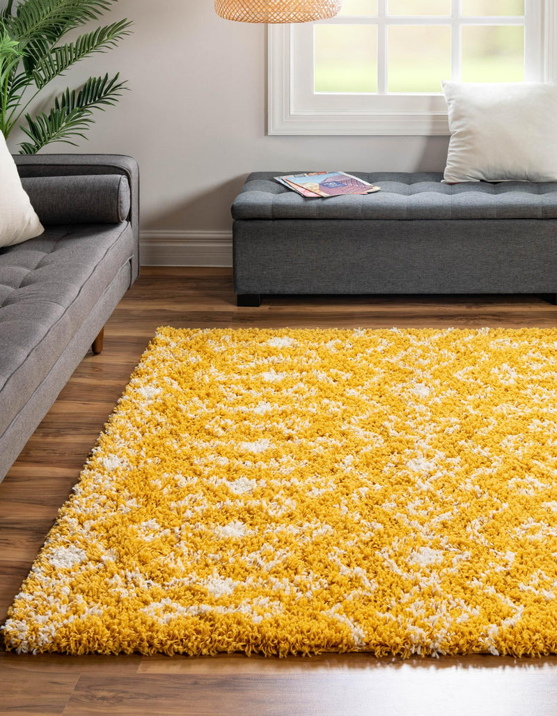 Berber Lattice Shag Collection Area Rug - Atlas (Yellow) Square Yellow  lifestyle 0