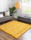 Berber Lattice Shag Collection Area Rug - Atlas (Yellow) Square Yellow  lifestyle 2