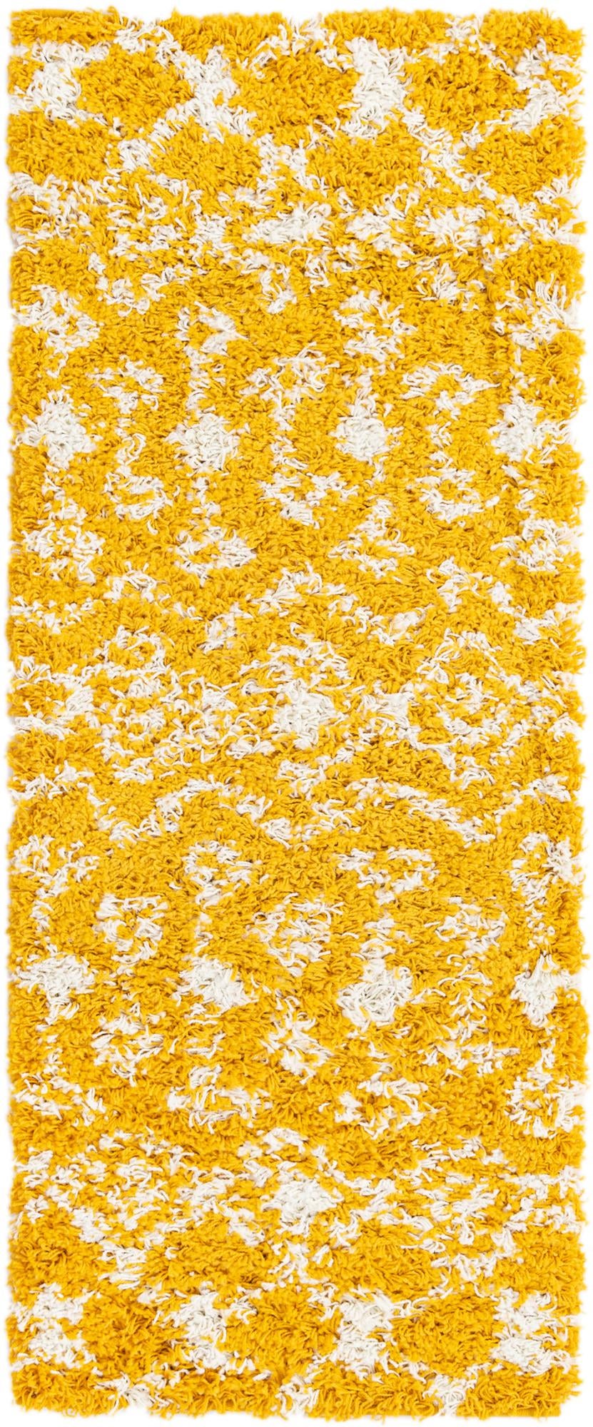 Berber Lattice Shag Collection Area Rug - Atlas (Yellow) Runner Yellow Main