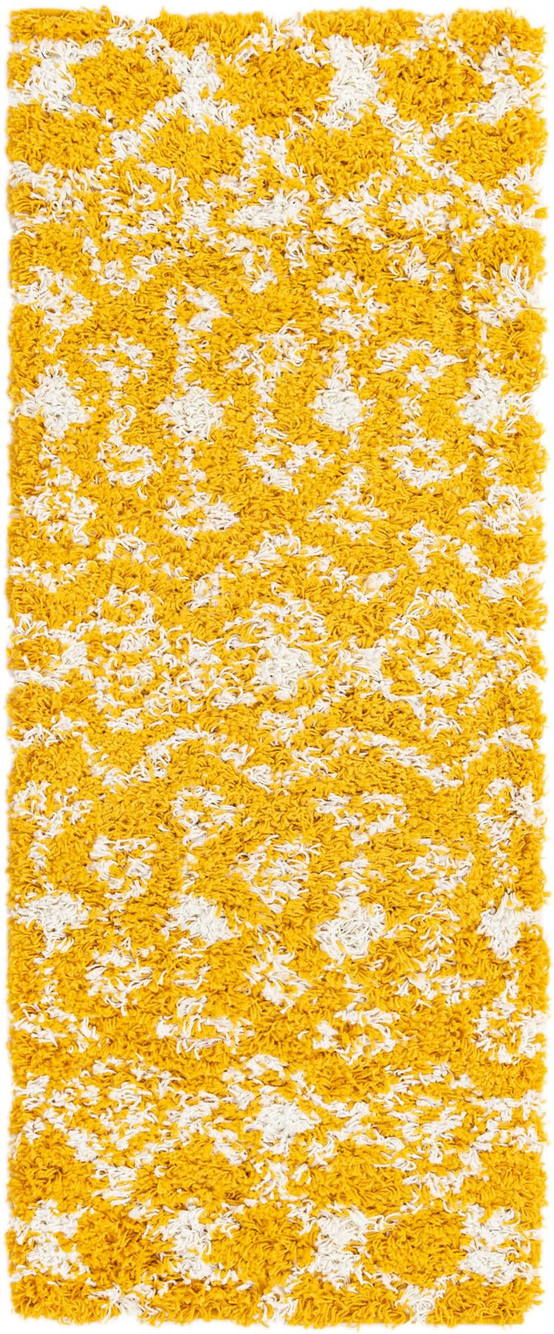 Berber Lattice Shag Collection Area Rug - Atlas (Yellow) Runner Yellow Main