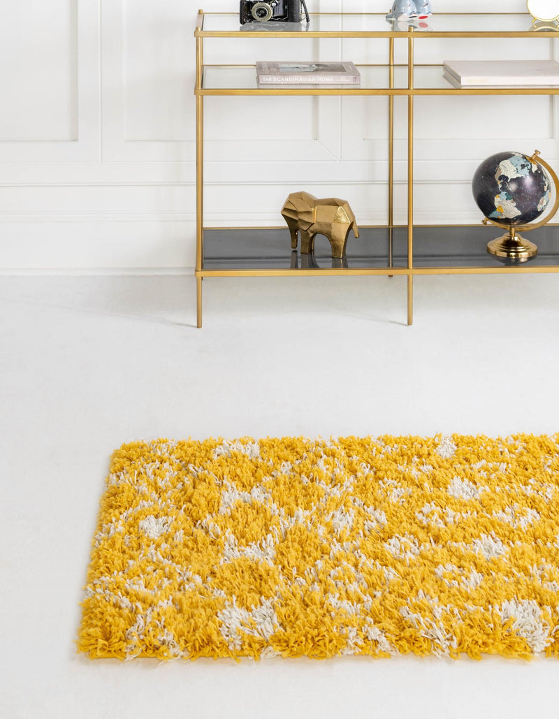 Berber Lattice Shag Collection Area Rug - Atlas (Yellow) Runner Yellow  lifestyle 3