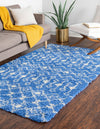 Berber Lattice Shag Collection Area Rug - Atlas (Periwinkle Blue) Rectangle Periwinkle Blue  lifestyle 3