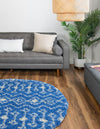 Berber Lattice Shag Collection Area Rug - Atlas (Periwinkle Blue) Round Periwinkle Blue  lifestyle 4