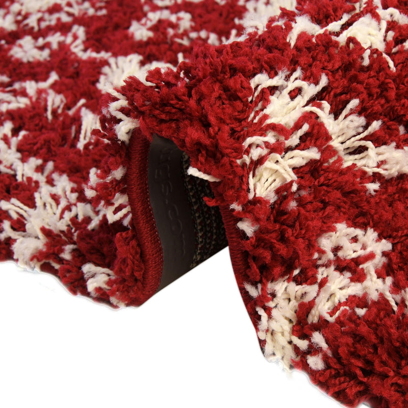Berber Lattice Shag Collection Area Rug - Atlas (Burgundy Red) Runner Burgundy Red  lifestyle 76