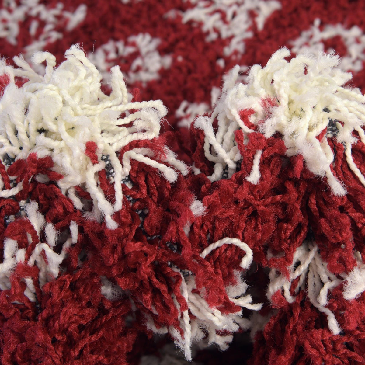 Berber Lattice Shag Collection Area Rug - Atlas (Burgundy Red) Runner Burgundy Red  lifestyle 78