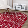 Berber Lattice Shag Collection Area Rug - Atlas (Burgundy Red) Oval Burgundy Red  lifestyle 16